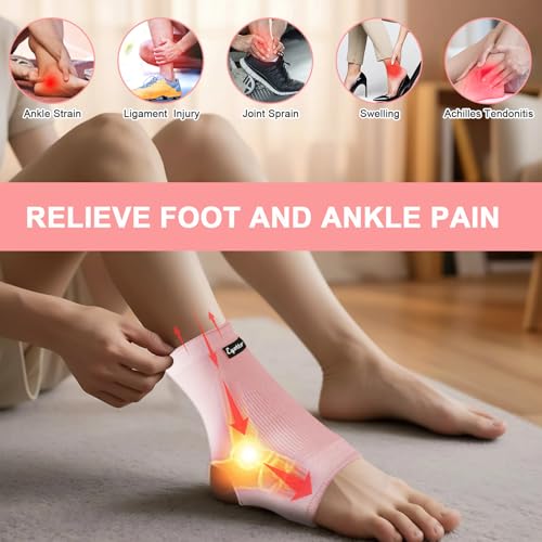 Image of eYotto Ankle Compression Sleeve, Ankle Brace Socks for Men & Women (1 Pair) | Non-slip, Lightweight,Breathable, Plantar Fasciitis, Sprain Relief, Breathable Foot , Ankle Compression Support for Swelling