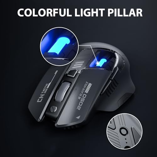 INPHIC A9 V2 Explorer Wireless Mouse, Tri-Mode 2.4G/Type-C Wired/Bluetooth Gaming Mouse, Rechargeable, 12800 DPI, RGB Light, Visible Battery Indicator, for Laptop/PC/Computer - 2