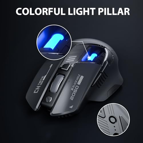 INPHIC A9 Explorer - Mouse Bluetooth 5.0/2.4G wireless ricaricabile, 2400 DPI, luce respiratoria RGB, indicatore di batteria visibile, mouse cordless per laptop/PC/computer