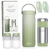 22oz Stainless Steel Breastmilk Cooler for Travel,24H Portable Milk Chiller | Includes 2 BPA-Free Bottles & 10 Storage Bags, Leakproof, Keeps Milk Cold 24+ Hours for Working & Pumping Moms