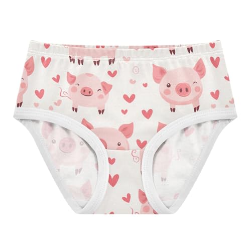 Wusikd Cute Pink Pig Girls' Underwear Cotton Hearts Girls Briefs Soft Toddler Underwear 2T