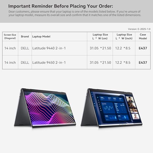 Image of Smatree 14 inch Laptop Sleeve for DELL Latitude 9440 /9450 or 2-in-1 | for 14 inch DELL Latitude 9440 /9450 or 2-in-1,DELL Laptop Case with Accessory Pocket,YKK Zipper(E437)