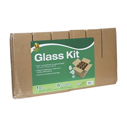 Duck Brand Glass Kit, Includes 4 Corrugate Dividers and One 12 x 12 x 12 Inch Box (283613)