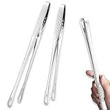 Lot de 2 pinces de cuisine en 304 acier inoxydable, ustensile de cuisine à griller,Pince à barbecue,longue pincette,pour salade, barbecue, service, buffet, friture (argentées, 24 cm et 28 cm)