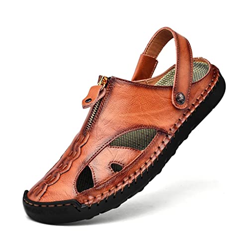 Men's Sandals Breathable Beach Shoes Leisure Flats Men Casual Shoe Slip on Retro Sandals(44)