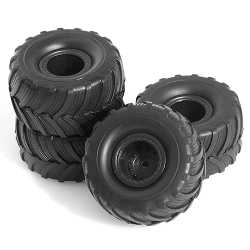 REDSPIDER 1/24 Monster Truck Wheel Rim Tires Set?4pcs? OD:52mm*27mm Hex 7mm for FCX24 SCX24 C10 JLU Deadbolt Gladiator Bronco 1/24 Crawler Car (at)