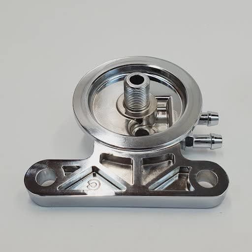 Chrome Universal Remote Oil Filter Relocation Kit with Custom Mount & Filter for Harley Big Twin Panhead, Shovelhead and Sportster Evolution Motors – Comes with Hose Barbs for 3/8” ID Oil Line