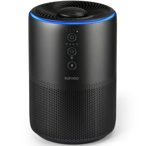 SLEVOO Air purifiers for home, Pet Hair Allergy, Low Power High Torque Motor, 3-in-1 HEPA air purifier, Sleep Mode, lessen Smoke, and Odor Pollutants, Covers up to 1095-ft². 03 Pro Max, Iron Grey