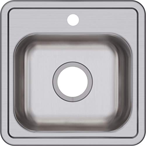Image of Dayton D115161 Single Bowl Drop-in Stainless Steel Bar Sink, 15 x 15 with 3.5 inch Drain Hole