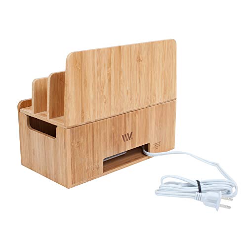 image for MobileVision Bamboo Universal Multi Device Cord Organizer Stand and Ch