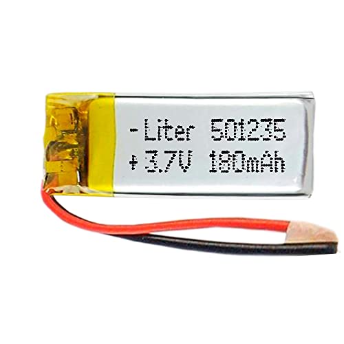 Batteria 501235 LiPo 3.7V 180mAh 0.666Wh 1S 5C per lelettronica Ricaricabile Telefono Portatile Smartwatch Orologio GPS - Non adatto per Radiocomando 37x12x5mm 180mAh501235