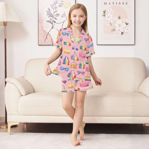 ALAZA Beauty Sunglasses Bag Pajamas Satin Pajama Set Short Sleeve Button Down Sleepwear3