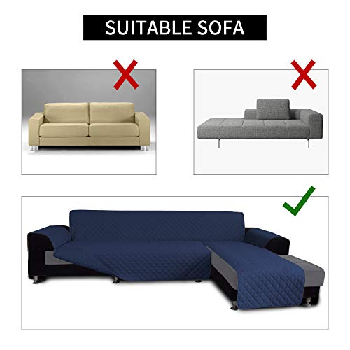 Image of Easy-Going Microfiber Sofa Slipcover L Shape Sofa Cover Sectional Couch Cover Chaise Lounge Cover Reversible Sofa Cover Furniture Protector Cover For Pets Kids Children Dog Cat (Large,Navy /Navy)