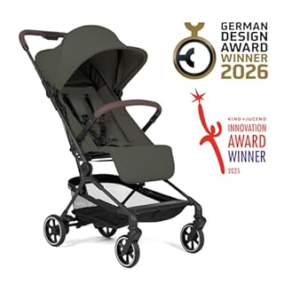 Hauck Lite N Care, Dark Olive - Lightweight Carbon Fibre Pushchair, Compact City & Travel Stroller with Carry Strap, IATA Cabin Size One-Hand Fold, Fully Reclining from Birth to 22 kg, UPF 50+