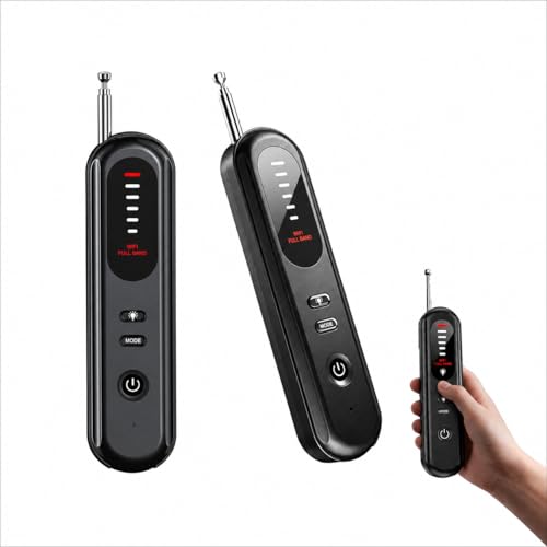 AORDERN Anti-Spy Hidden Camera Detector 6-in-1 GPS Tracker & Bug Detector RF Signal Scanner Rechargeable Privacy Protector for Travel Hotel Home Office & Car (Black)