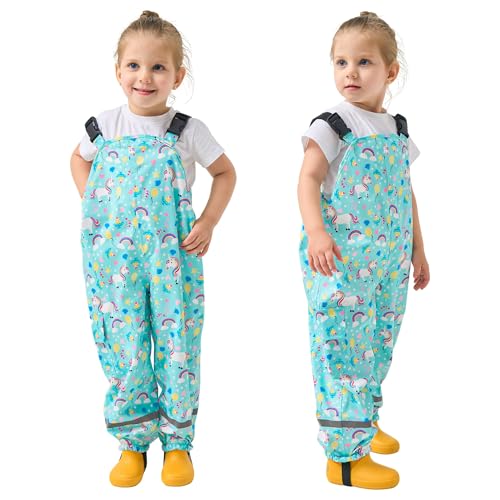 Domueay Pantaloni Impermeabili Bambina Pantaloni Pioggia Leggero Traspirante Salopette Antipioggia Antivento Pantaloni...