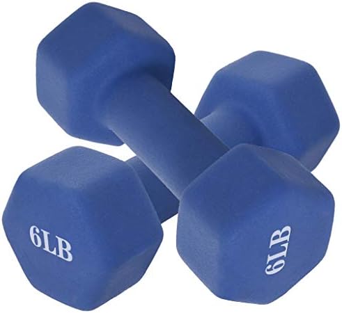 FiveShops Fitness Dumbbell Set of 2, Blue Neoprene Coated Strength Building Weight Loss Portable Weights for Home Gym Hand Weight 6/8/10/12/15 Pound (6 Pound)
