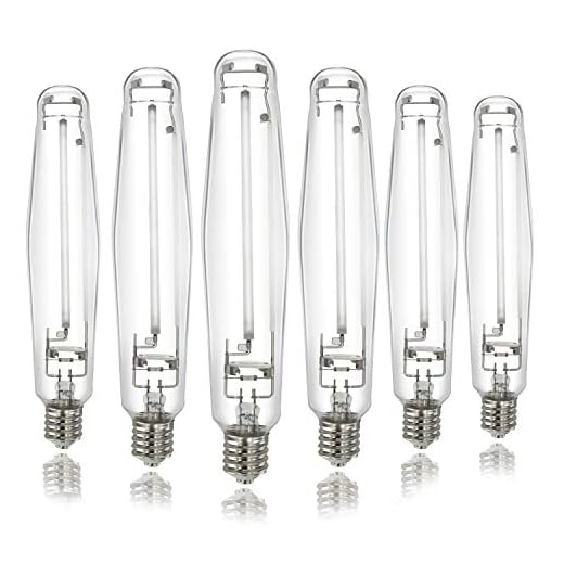 iPower Ora 6-Pack Hydroponic 1000 Watt Horticulture Flowering Pressure Sodium HPS Grow Light Bulb Lamp, High PAR Enhanced Red and Orange Spectrums CCT 2100K, 1000W, Glass