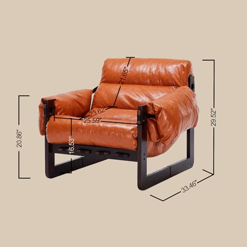 Sillón Vintage Piel encerada Naranja miniatura 2