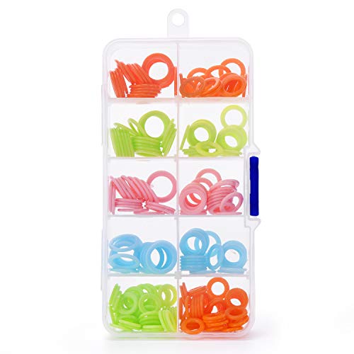 240 Pieces Knitting Stitch Marker, Plastic Smooth Coloured O-Rings With Clear Storage Box, Crochet Ring Assorted Knitting Needle Clip Multiple-Size #TOP6
