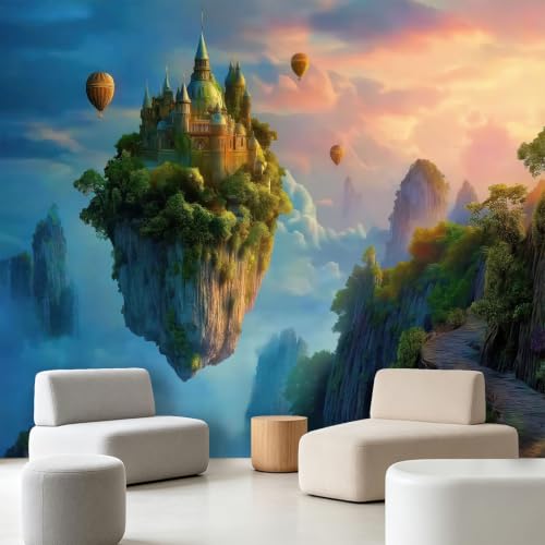 Papier peint panoramique effet 3D montgolfière grand format 200x140cm