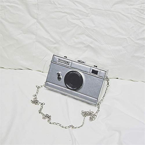 Women's PU Camera Shaped Snapshot Casual Cross Body Wallet Shoulder Handbag Purse (silver) Medium2
