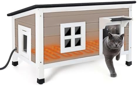 Outdoor Wood Heater for House: Are These 5 Choices Worth Your Investment? 5 Extra Large Heated Cat House for Outside in Winter, Weatherproof Outdoor Cat House with 100% Insulated All-Round Foam, Heating Pad & Escape Door, Wooden Heated Feral Cat Shelter for Kitty Multi Cats
