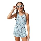Hwiplsvny Blue Shark Girls Tankini Suit Size 8-10 Pink Two Piece Bathing Suits for Girls Summer Sleeveless Swimwear with Swim Bottoms Fashion 2Pcs Stratchy Sport Halter Beach Tween Beachwear