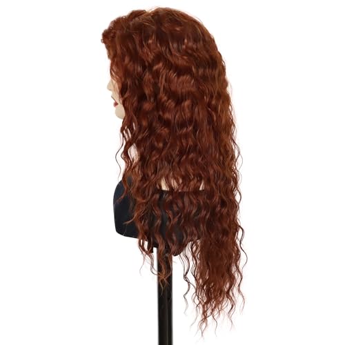 Image of GNIMEGIL Long Curly Dark Copper Wigs for Women Synthetic Auburn Red Wig with Natural Parting Fluffy Big Volume Wig Cosplay Halloween Costume Themed Parties and Daily Style