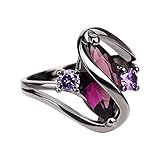 Moda masculina femenina amatista alianzas de boda para hombres mujeres negro oro relleno caballo ojo piedra s onda pareja anillo elegante y popular Clever Design