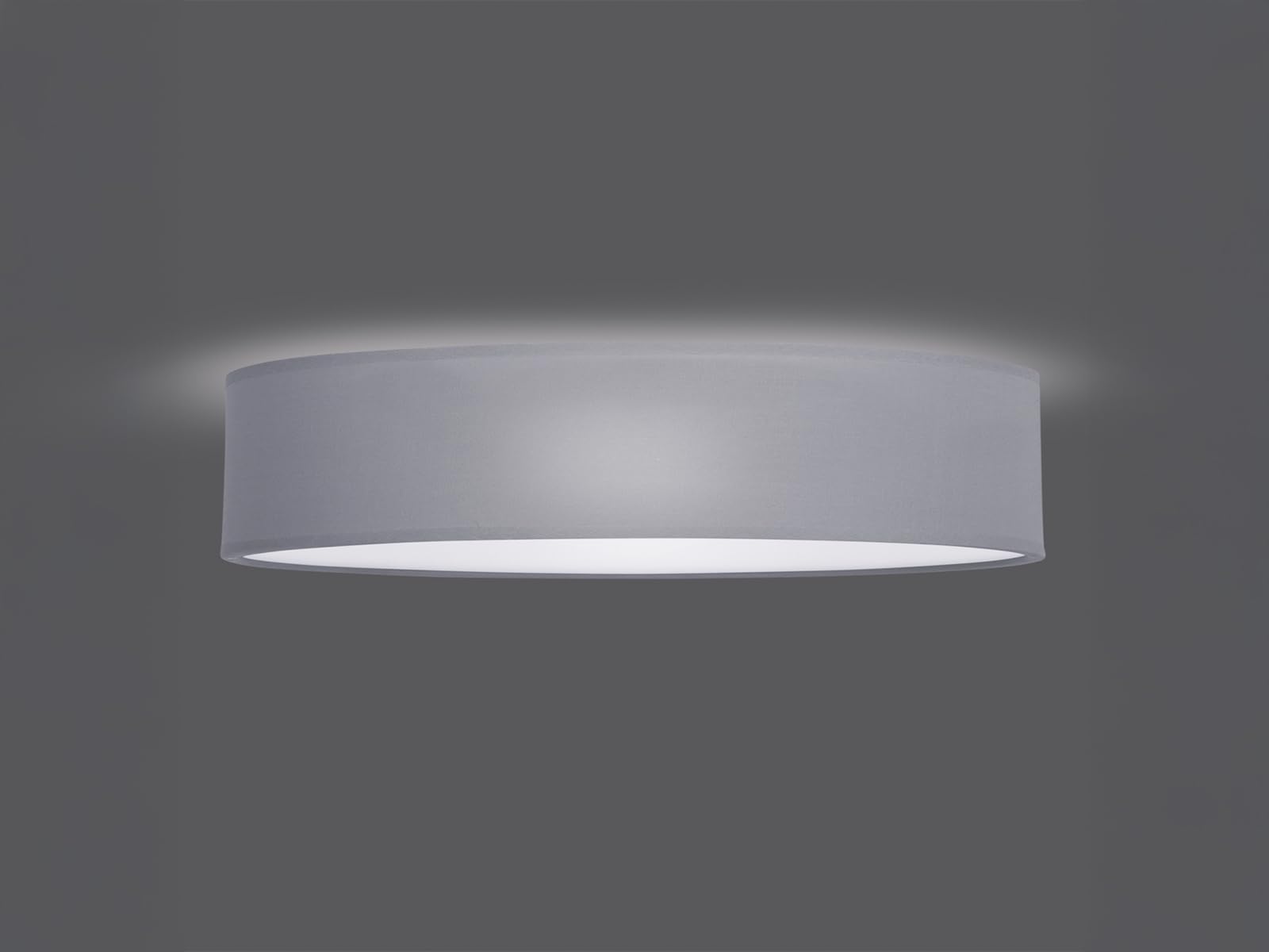 Smartwares Zeitlose runde Deckenleuchte mit LED Licht - Stoffschirm in Grau Ø 50cm & satinierte Abdeckung für blendfreie Beleuchtung