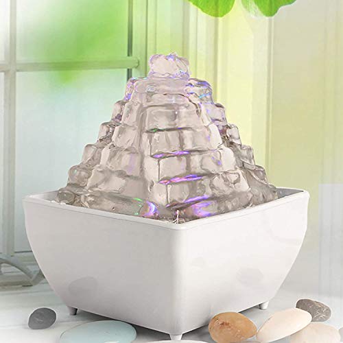 Crapelles Indoor Tabletop Fountain (With Color Changing) Pyramid Desktop Water Fountain thumb #2