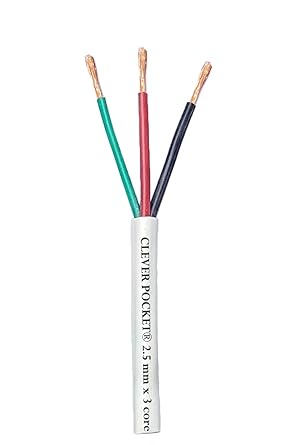 K+ Gold 2.5 mm 3 Core Round Copper Wires & Cables for Electrical Connections (White) (9 meter / 29 feet)