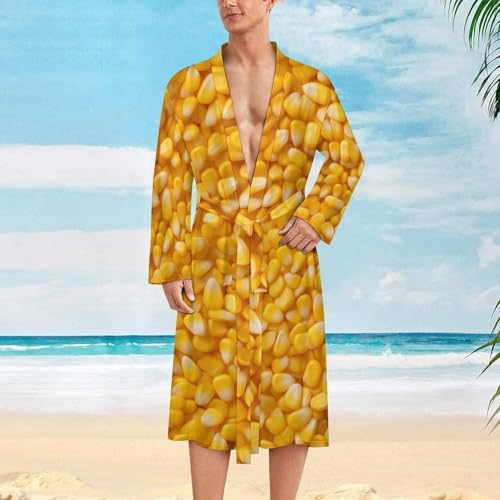 Corn Kernels Novelty Men's Robe Soft Lightweight Bathrobe Long-sleeve Spa Robes2