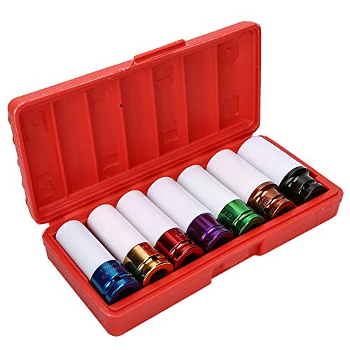 Juego de Llaves de Vaso de Impacto Profundo Pro, Delgadas y de 7 Piezas, con Unidad de 1/2 17 19 2 22 23 24 27 Mm, con un Rango de 17 Mm a 27 Mm, lo que le Proporciona un Juego