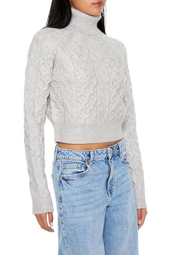 Image of Forever 21 Women's Cropped Cable Knit Turtleneck Sweater