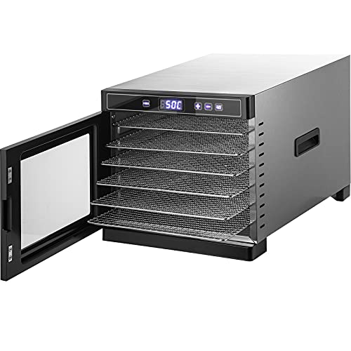 VEVOR Máquina Deshidratadora de Alimentos Eléctrica 6 Bandejas 600 W Secador de Frutas y Verduras 35-75 ? Temporizador 48 H Deshidratadora de Frutas Setas Carne de Acero Inoxidable con Pantalla Táctil - imagen 9