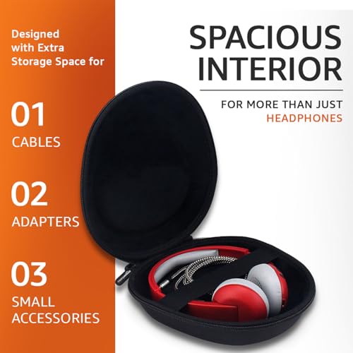 Image of Amazon Basics Hard Shell EVA Headphone Carrying Case for Universal Oversized Over-Ear Headset, Shockproof, Water Repellent, Anti-Pressure Portable Protective Pouch /Storage Bag, Black