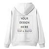 SOUL FLEX Custom Hoodie for Men & Women, Design Your Own Hoodies Personalised Sweatshirts Customised Text Logo Photo Cotton Hoodie Front Back Sleeves Print White #2