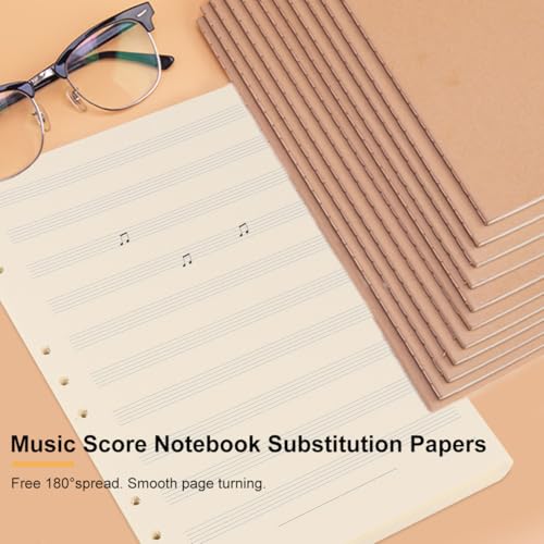 Cuaderno de música con papel manuscrito blanco de 12 líneas y recambio práctico 4