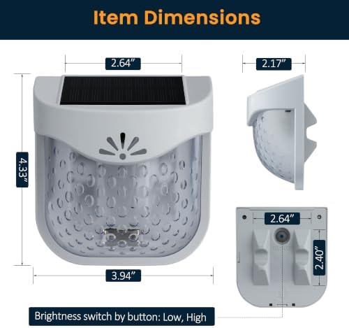 LHLUM Solar Outdoor Lights, Dusk to Dawn Solar Fence Lights with Magnetic Base, Waterproof LED Deck Lighting 3000K Warm White, Garden Decor for Fence, Deck, Patio, Yard, FCC Certified, Gray, 4 Pack — view 4