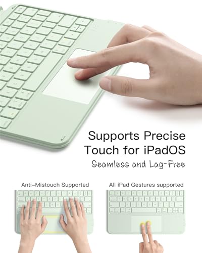 Image of Inateck for iPad (A16) 11th /10th Gen 450g Ultralight Keyboard Case, Air 11 inch 2026 M4 /M3 /M2, Air 5 /4th, Pro 11 4 /3 /2 /1th,1 Second Magnetic Detachable Keyboard with Touchpad, AceTouch, Green