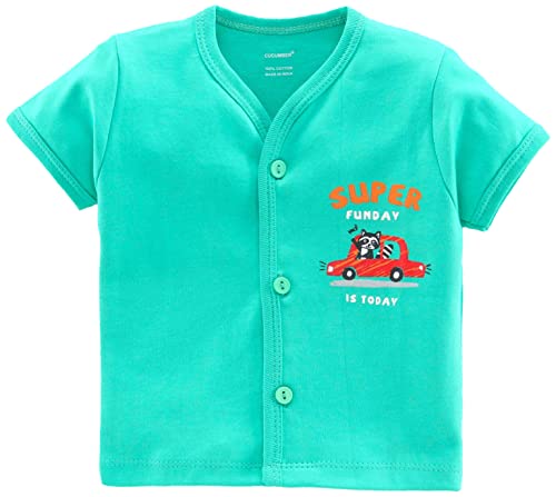 Image of CUCUMBER Baby Half Sleeve Front Open Cotton Top And Bottom Shorts Set