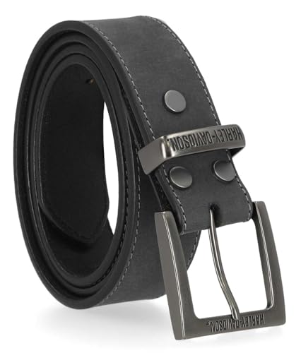 Harley-Davidson Men's H-D Logo Genuine Leather Belt - Matte Gunmetal Finish2