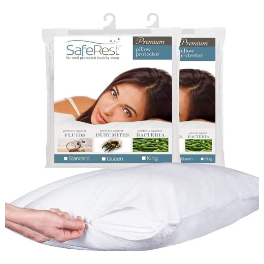 SafeRest Premium Hypoallergenic Bed Bug Proof Zippered Waterproof Pillow Protector (1) Standard Size