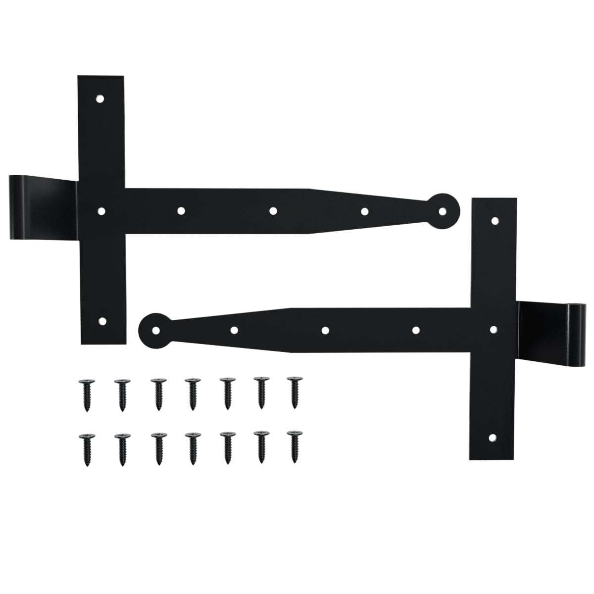 Ekena Millwork SteelTek T-Hinge, 304 Stainless Steel, Powder Coated, Black, 11" L x 8" H, 1-1/2" Offset, Shutter Mounting, Sold as Pair