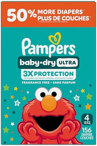 Pampers Baby Dry Ultra Diapers, Size 4 (22-37 lbs), 156 Count, Absorbent Disposable Diapers - View 3