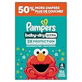 Pampers Baby Dry Ultra Diapers, Size 4 (22-37 lbs), 156 Count, Absorbent Disposable Diapers