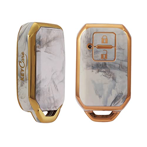 Image of Keycare TPU Key Cover Compatible for: Victoris, Glanza, Urban Cruiser Hyryder Smart Key (Marble Finish)