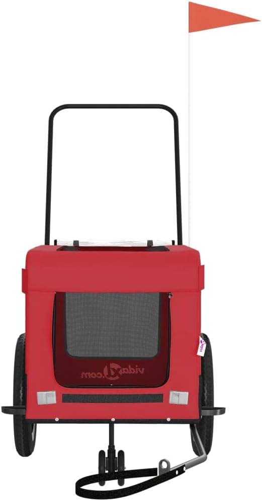 Pet Bike Trailer for Small Dogs, Foldable Dog Bicycle Trailer with Reflective Safety Strips and Ventilated Mesh Windows, Durable Iron Frame, Orange and Black